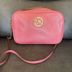 Michael Kors Pink Crossbody Bag with Gold Logo